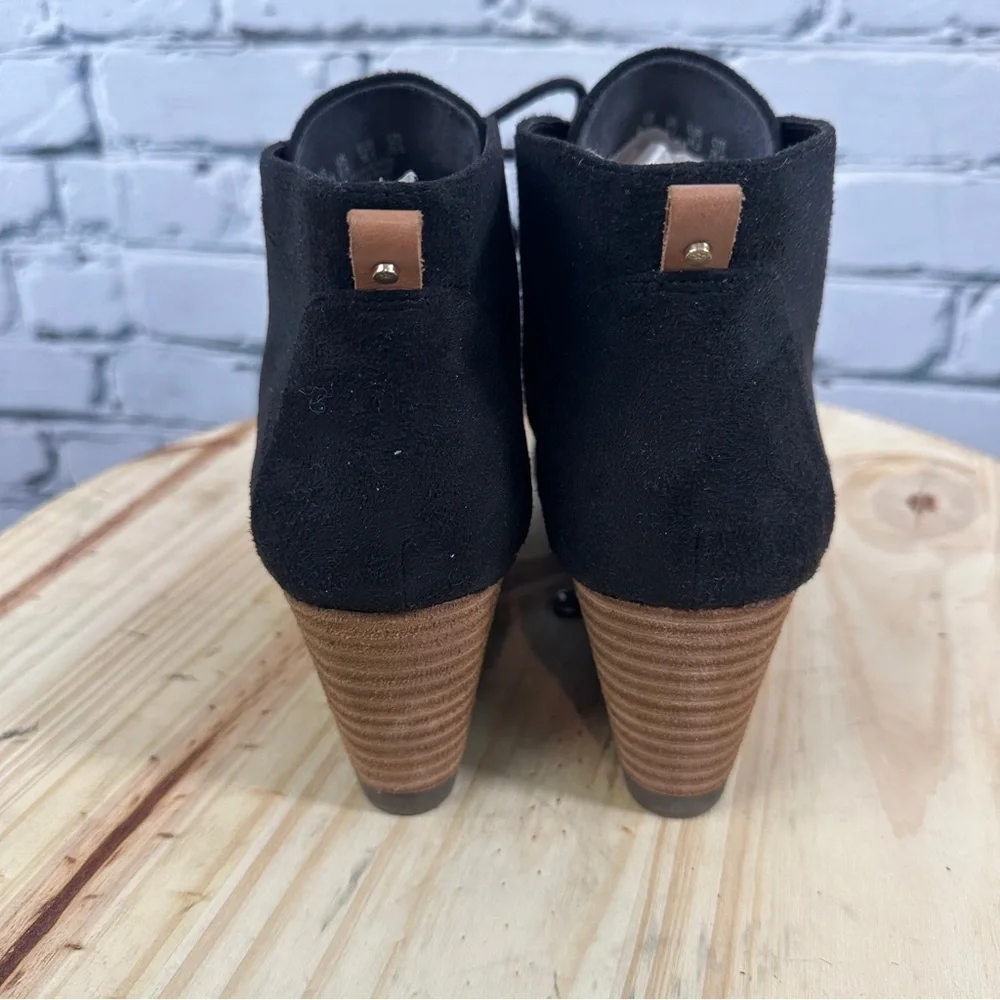 Dr. Scholl's Close Call Wedge Ankle Bootie NWOT Women 8.5M Black Fabric Lace Up